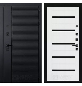 Входная дверь PIANO 01 - Белое дерево, стекло черное