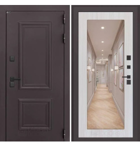 Входная дверь Полярис лайт с зеркалом 18 - Сандал белый