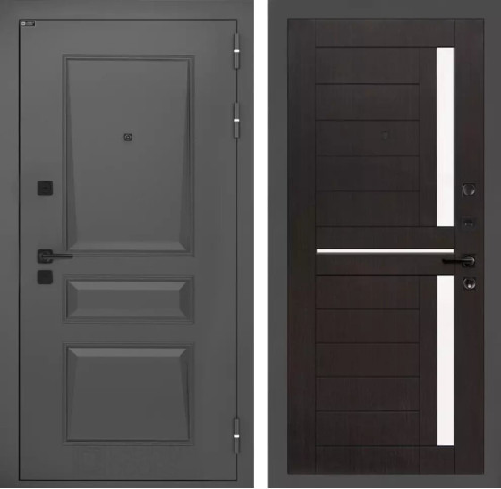 Входная дверь Орлеан 02 - Венге, стекло белое | Металлическая отделка методом давления на полотне