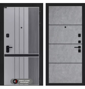 Входная дверь SKYLAB 25 - Бетон светлый, черный молдинг