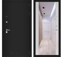 Входная дверь CLASSIC шагрень черная с Зеркалом Максимум - Сандал белый