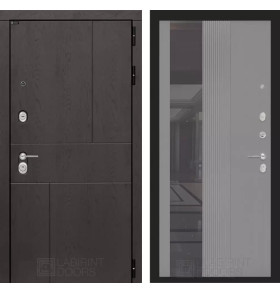 Входная дверь URBAN с Зеркалом 32 тонированным - Серый рельеф софт