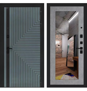 Входная дверь CREDOR с Зеркалом 18 - Бетон светлый