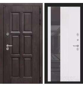 Входная дверь Лондон с Зеркалом 32 тонированным - Белый рельеф софт