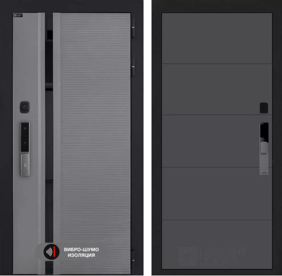 Входная дверь Пиано Смарт 2.0 панель 13 - Графит софт | Фрезерованная МДФ панель 10 мм, цвет 