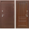 Входная дверь Термо Лайт 03 - Орех бренди | Металлическая отделка с давлением и фигурным наличником