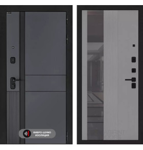 Входная дверь EVOLAB с Зеркалом 32 тонированным - Серый рельеф софт