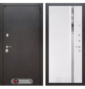 Входная дверь SILVER 31 - Белый софт, зеркальная вставка с тонировкой