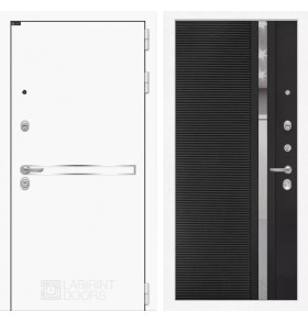 Входная дверь Лайн WHITE 31 - Черный кварц, зеркальная вставка с тонировкой