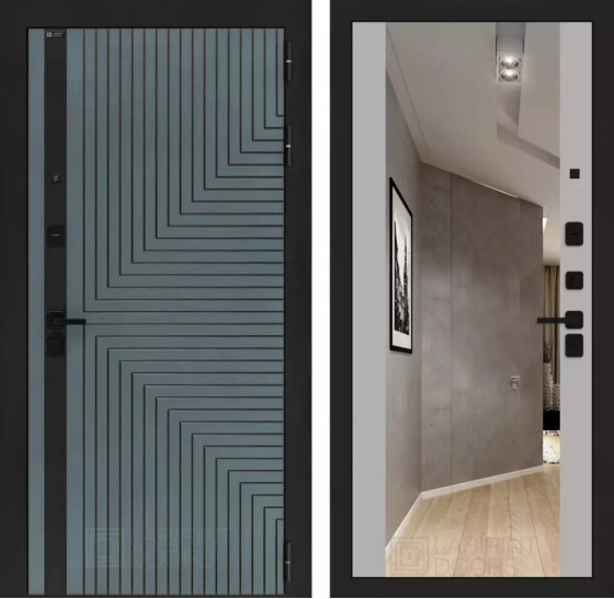 Входная дверь CREDOR с Зеркалом Максимум - Грей софт | Фрезерованная МДФ панель 10 мм, цвет 