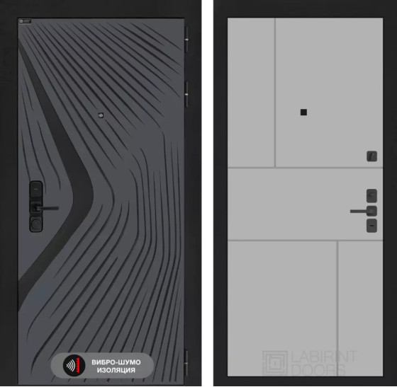 Входная дверь LEOLAB 21 - Грей софт | Фрезерованная МДФ панель 10 мм, цвет 