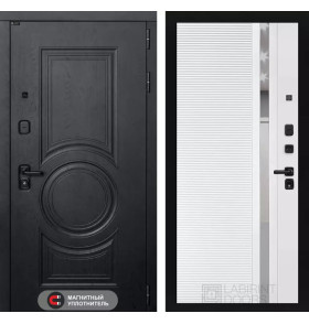 Входная дверь GRAND 31 - Белый софт, зеркальная вставка с тонировкой