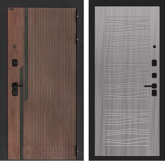 Входная дверь KARMINA 06 - Сандал серый | Фрезерованная МДФ панель 10 мм, цвет 