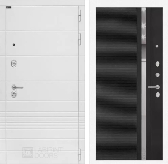 Входная дверь Трендо 31 - Черный кварц, зеркальная вставка с тонировкой | Декоративная MDF панель 10 мм с фрезерованным наличником, цвет 