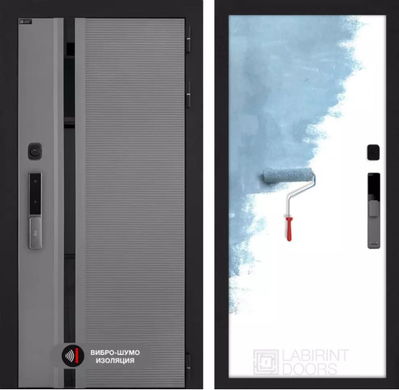 Входная дверь Пиано Смарт 2.0 панель 28 - Грунт под покраску | Фрезерованная МДФ панель 10 мм, цвет 