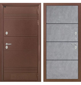 Входная дверь Термо Лайт 25 - Бетон светлый, черный молдинг