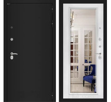 Входная дверь CLASSIC шагрень черная с Зеркалом Фацет - Белый софт