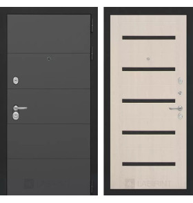 Входная дверь ART 01 - Беленый дуб, стекло черное