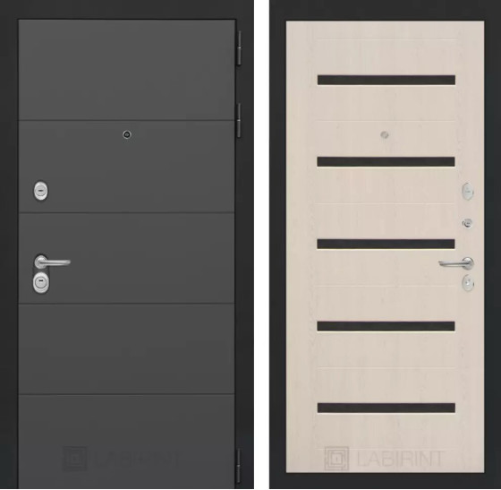 Входная дверь ART 01 - Беленый дуб, стекло черное | Современная декоративная MDF панель 10 мм, цвет 