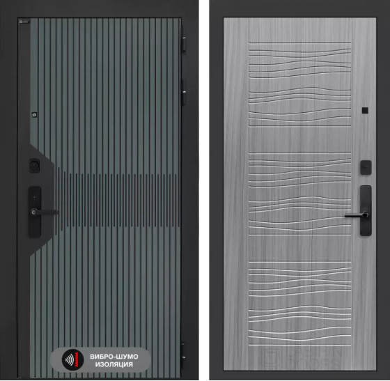 Входная дверь Смартлаб 06 - Сандал серый | Фрезерованная МДФ панель 10 мм, цвет 