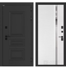 Входная дверь Аляска Лайт 31 - Белый софт, зеркальная вставка с тонировкой