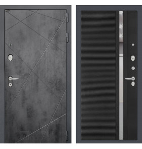 Входная дверь LOFT 31 - Черный кварц, зеркальная вставка с тонировкой