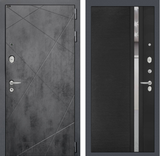 Входная дверь LOFT 31 - Черный кварц, зеркальная вставка с тонировкой | Фрезерованная декоративная MDF панель 10 мм, цвет 