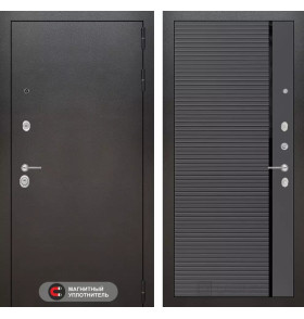 Входная дверь SILVER 22 - Графит софт, черная вставка