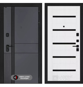 Входная дверь EVOLAB 01 - Белое дерево, стекло черное