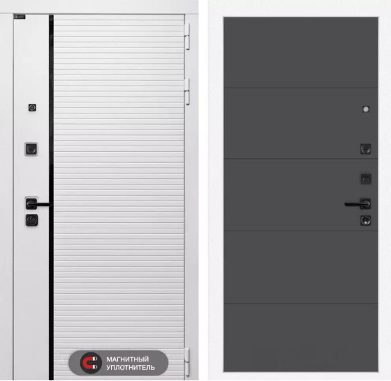 Входная дверь ROYAL 13 - Графит софт | Современная MDF панель 10 мм с наличником, цвет 