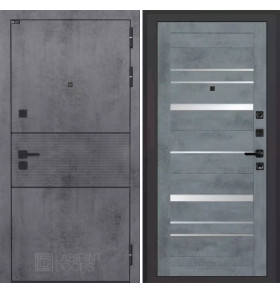 Входная дверь INFINITY 20 - Бетон темный, зеркальные вставки