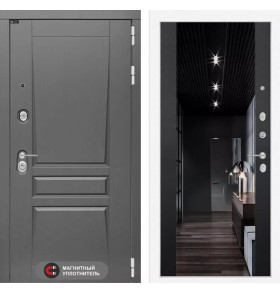 Входная дверь Платинум с тонированным Зеркалом Максимум - Черный кварц