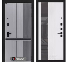 Входная дверь SKYLAB с Зеркалом 32 тонированным - Белый рельеф софт