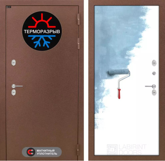 Входная дверь Термо Магнит 28 - Грунт под покраску | Металл с 2-х слойным покрытием. 1 слой - цинкосодержащий грунт, 2 слой - покраска 