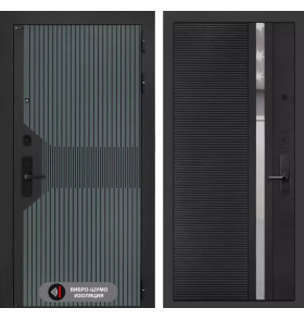 Входная дверь Смартлаб 31 - Черный кварц, зеркальная вставка с тонировкой