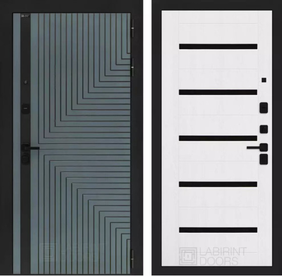 Входная дверь CREDOR 01 - Белое дерево, стекло черное | Фрезерованная МДФ панель 10 мм, цвет 