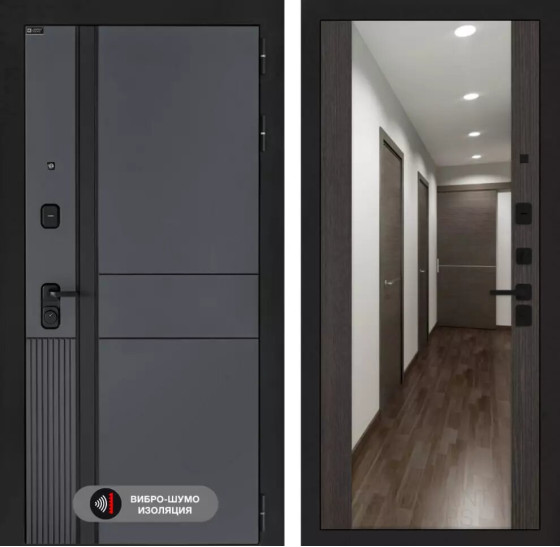 Входная дверь EVOLAB с Зеркалом Максимум - Венге | Фрезерованная МДФ панель 10 мм, цвет 