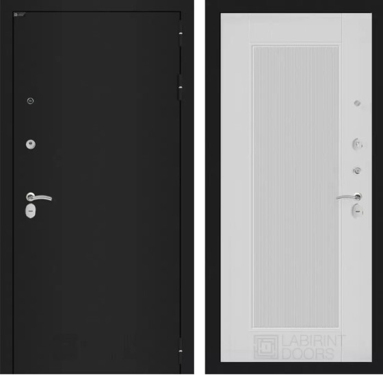 Входная дверь CLASSIC шагрень черная 30 - Белый рельеф софт | Металл с практичным покрытием 