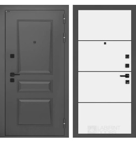 Входная дверь Орлеан 25 - Белый софт, черный молдинг