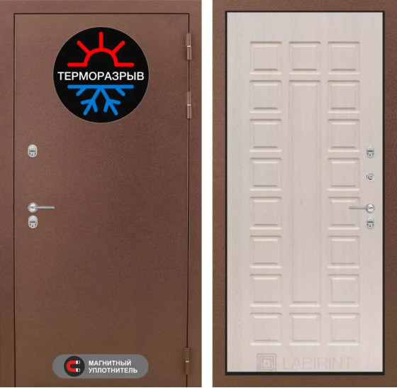 Входная дверь Термо Магнит 04 - Беленый дуб | Металл с 2-х слойным покрытием. 1 слой - цинкосодержащий грунт, 2 слой - покраска 