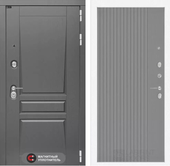 Входная дверь Платинум 29 - Серый рельеф софт | Декоративная MDF панель 16 мм с наличником, цвет 