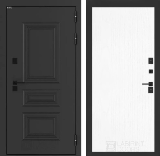 Входная дверь Аляска Лайт 07 - Белое дерево | Металлическая отделка методом давления на полотне