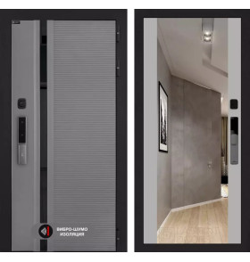 Входная дверь Пиано Смарт 2.0 с зеркалом Максимум - Грей софт