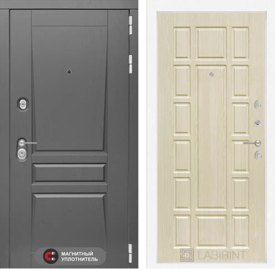 Входная дверь Платинум 12 - Беленый дуб | Декоративная MDF панель 16 мм с наличником, цвет 