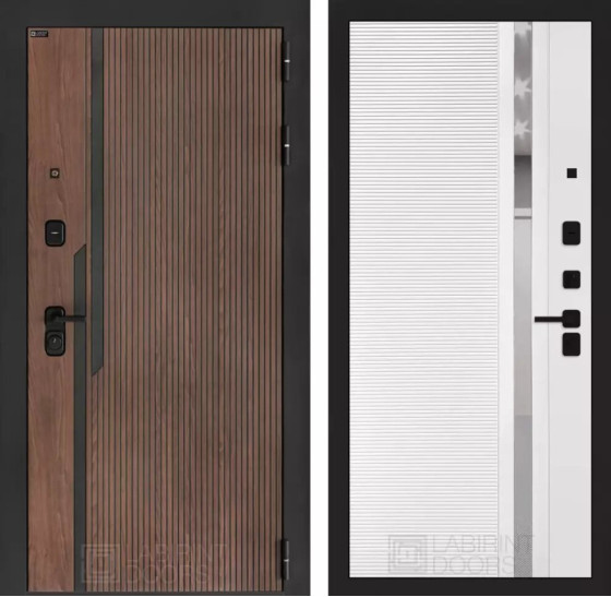 Входная дверь KARMINA 31 - Белый софт, зеркальная вставка с тонировкой | Фрезерованная МДФ панель 10 мм, цвет 