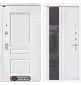 Входная дверь VERSAL с Зеркалом 32 тонированным - Белый рельеф софт