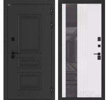 Входная дверь Аляска Лайт с Зеркалом 32 тонированным - Белый рельеф софт