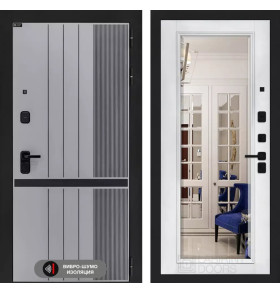 Входная дверь SKYLAB с Зеркалом Фацет - Белый софт