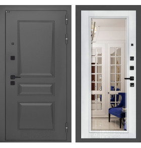 Входная дверь Орлеан с Зеркалом Фацет - Белый софт