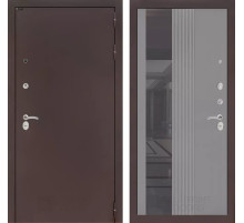 Входная дверь CLASSIC антик медный с Зеркалом 32 тонированным - Серый рельеф софт